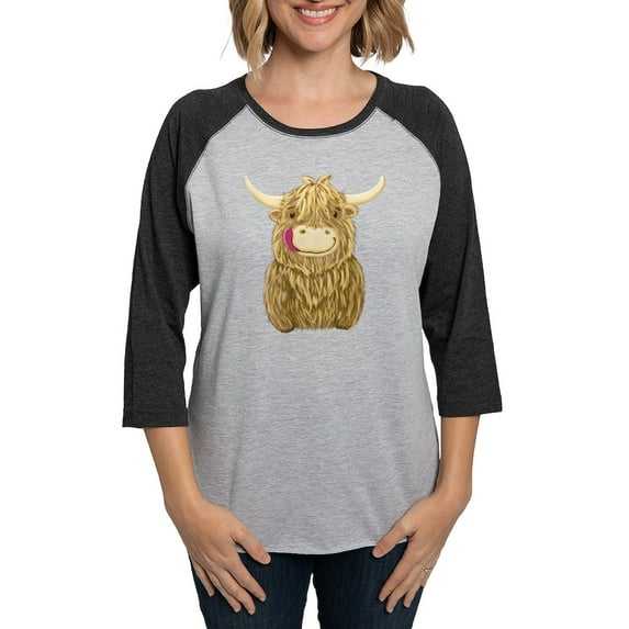 CafePress - Happy Highland Cow Long Sleeve T Shirt - Womens Baseball Tee
