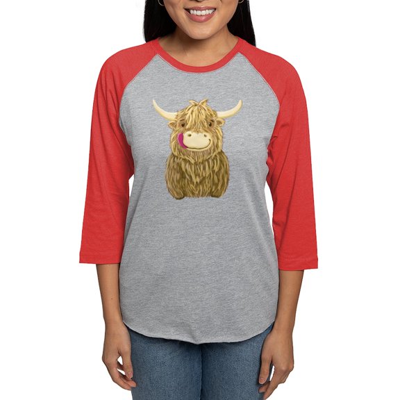 CafePress - Happy Highland Cow Long Sleeve T Shirt - Womens Baseball Tee