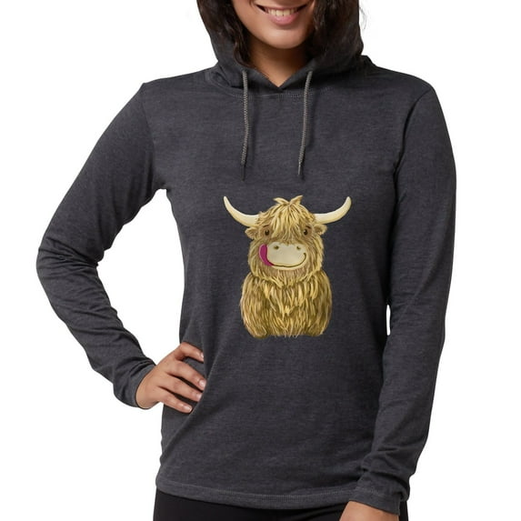 CafePress - Happy Highland Cow Long Sleeve T Shirt - Womens Hooded Shirt