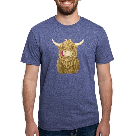 CafePress - Happy Highland Cow Men's Deluxe T Shirt - Mens Tri-blend T-Shirt