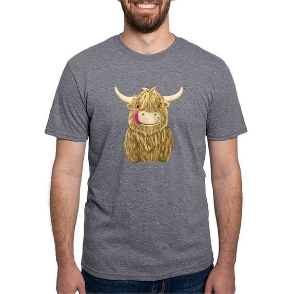 CafePress - Happy Highland Cow Men's Deluxe T Shirt - Mens Tri-blend T-Shirt