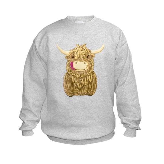 CafePress - Happy Highland Cow Sweatshirt - Kids Sweatshirt, Youth Crew Neck Sweatshirt