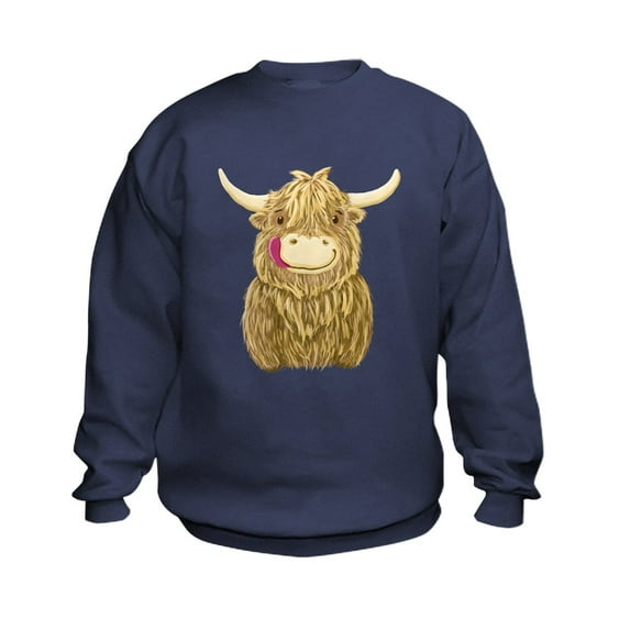 CafePress - Happy Highland Cow Sweatshirt - Kids Sweatshirt, Youth Crew Neck Sweatshirt