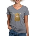 thumbnail image 1 of CafePress - Happy Highland Cow T Shirt - Women's V-Neck Dark T-Shirt, 1 of 4