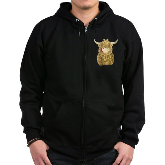 CafePress - Happy Highland Cow Zip Hoody - Zip Hoodie, Classic Hooded Sweatshirt with Metal Zipper