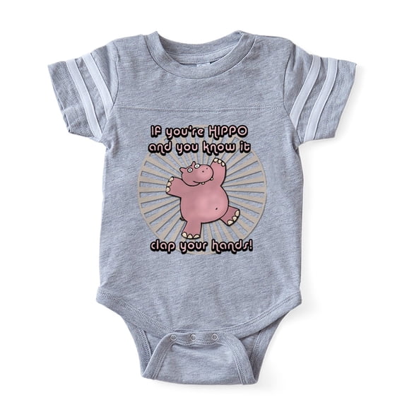 CafePress - Happy Hippo - Cute Infant Baby Football Bodysuit