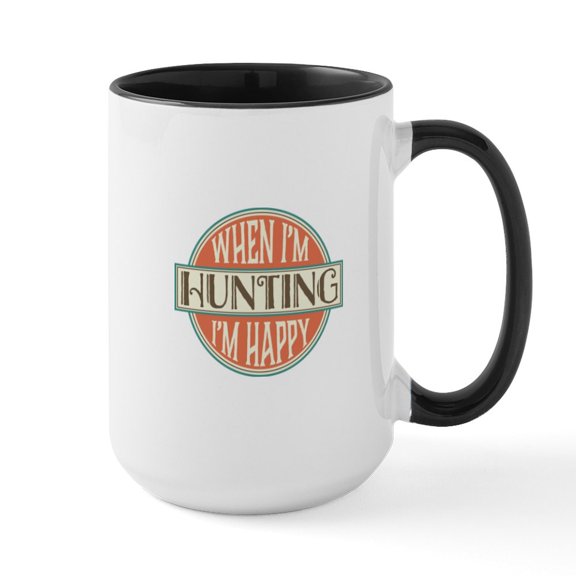 CafePress - Happy Hunter Mugs - 15 oz Ceramic Large White Novelty Mug