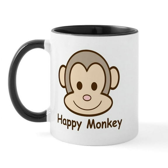 CafePress - Happy Monkey Mug - 11 oz Ceramic Mug - Novelty Coffee Tea Cup