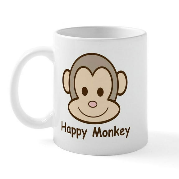 CafePress - Happy Monkey Mug - 11 oz Ceramic Mug - Novelty Coffee Tea Cup