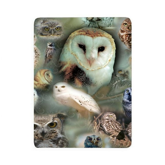CafePress - Happy Owls - Large Sherpa Fleece Throw Blanket 80" x 60"