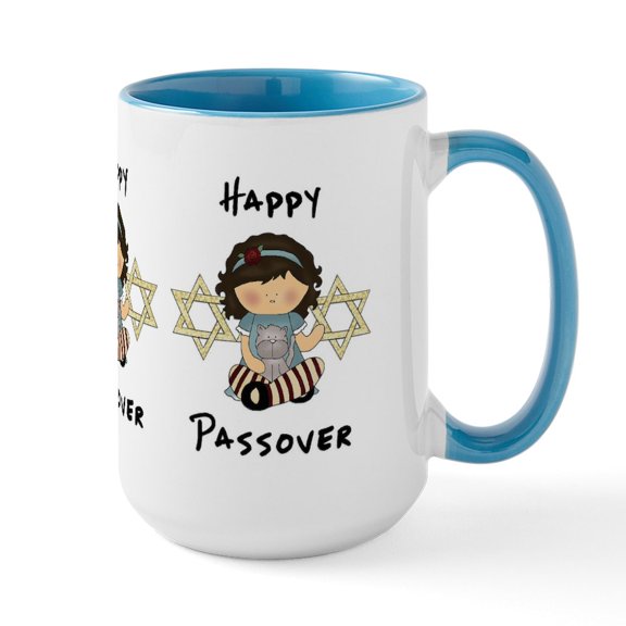 CafePress - Happy Passover Girl Large Mug - 15 oz Ceramic Large White Novelty Mug