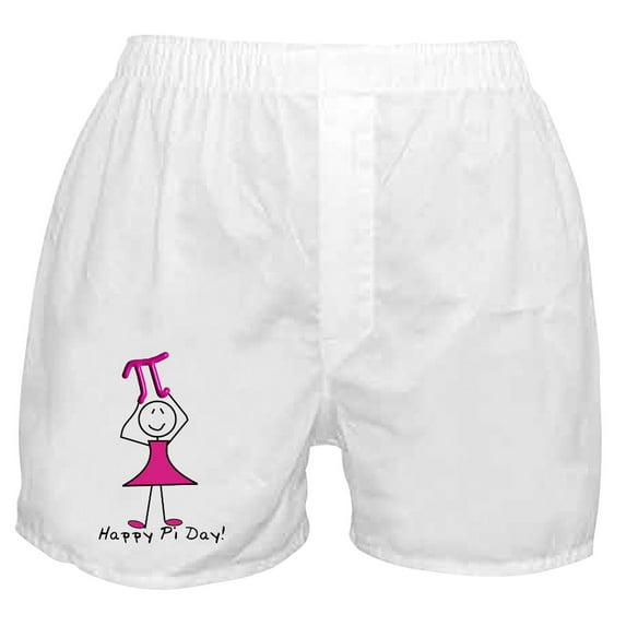 CafePress - Happy Pi Day Stick Lady Pink Boxer Shorts - Men's Novelty Boxer Shorts