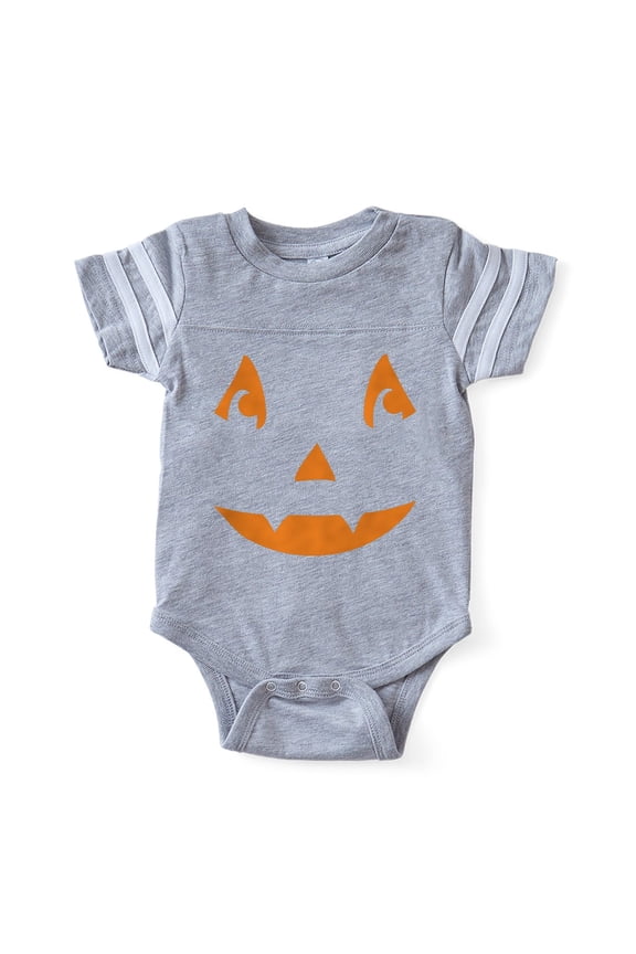 - Happy Pumpkin Face - Cute Infant Baby Football Bodysuit