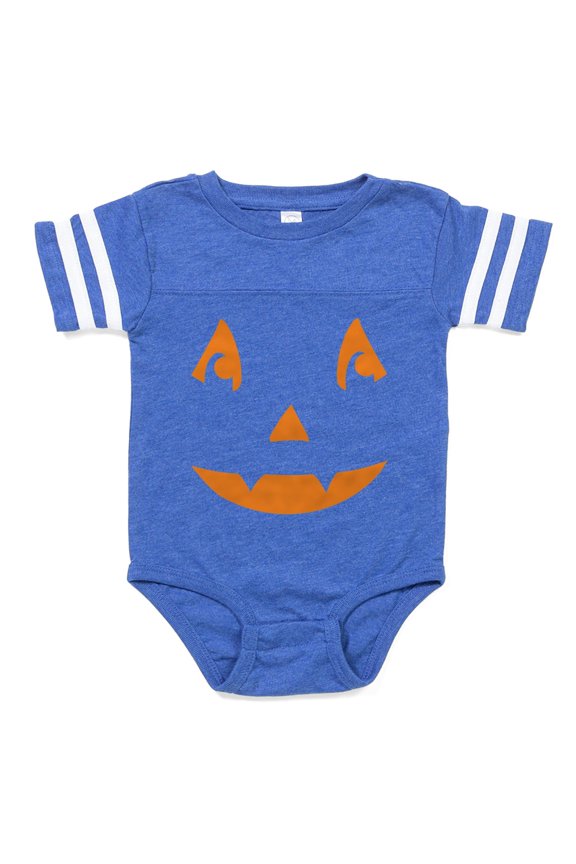 - Happy Pumpkin Face - Cute Infant Baby Football Bodysuit