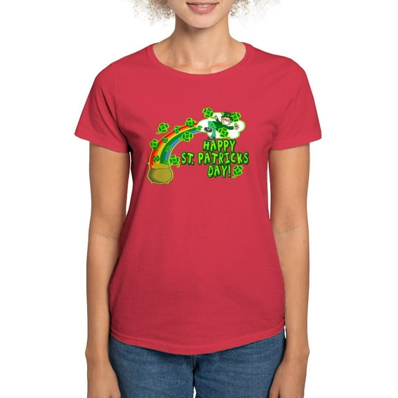 CafePress - Happy St. Patrick's Day Classic Women's Dark T Shi - Women's Traditional Fit Dark T-Shirt