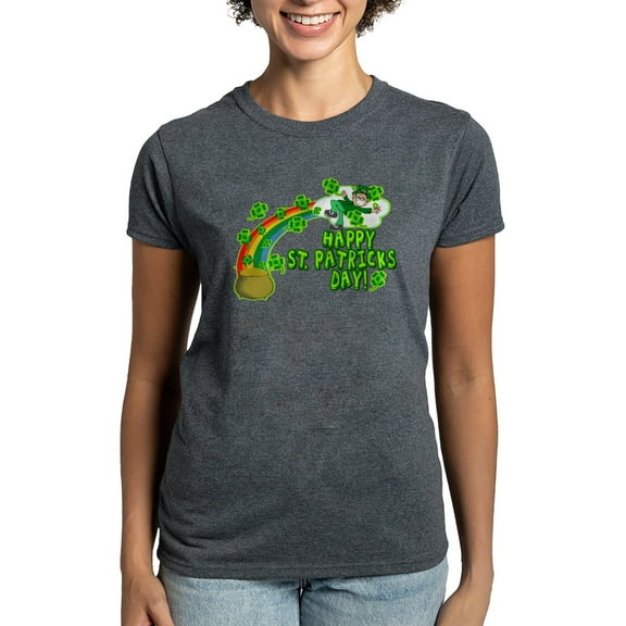 CafePress - Happy St. Patrick's Day Classic Women's Dark T Shi - Women's Traditional Fit Dark T-Shirt