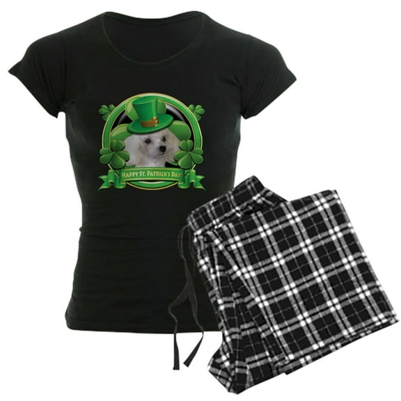 CafePress - Happy St. Patrick's Day Poodl Women's Dark Pajamas - Women's Short Sleeve Print T-Shirt and Pants Dark Cotton Pajama Set