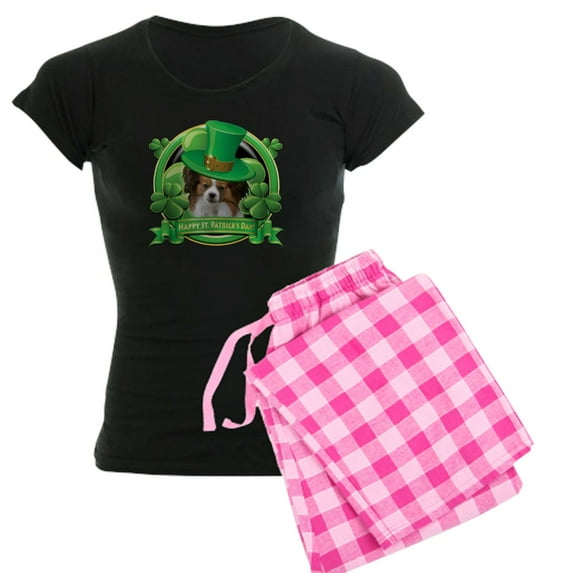 CafePress - Happy St Patricks Day Papill Women's Dark Pajamas - Women's Short Sleeve Print T-Shirt and Pants Dark Cotton Pajama Set