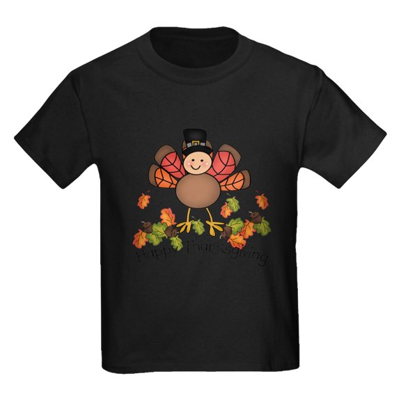 CafePress - Happy Thanksgiving Turkey T Shirt - Dark T-Shirt Kids XS-XL
