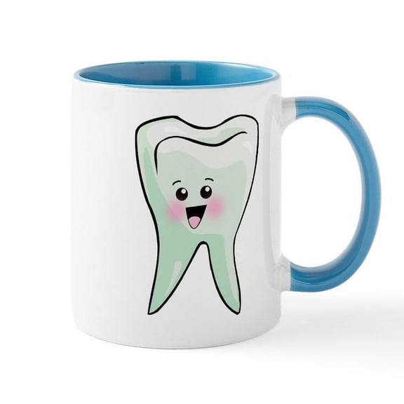 CafePress - Happy Tooth Mug - 11 oz Ceramic Mug - Novelty Coffee Tea Cup