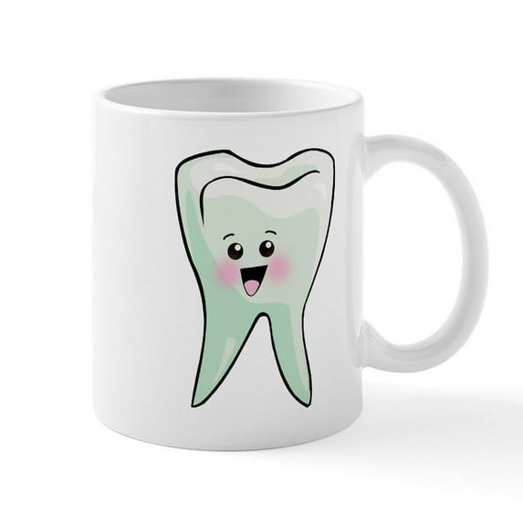 CafePress - Happy Tooth Mug - 11 oz Ceramic Mug - Novelty Coffee Tea Cup