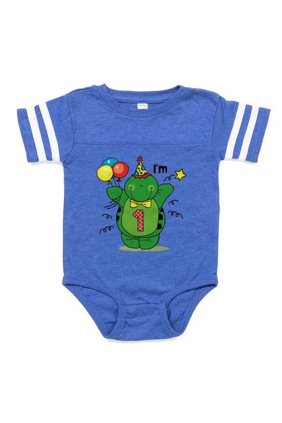 - Happy Turtle 1St Birthday - Cute Infant Baby Football Bodysuit