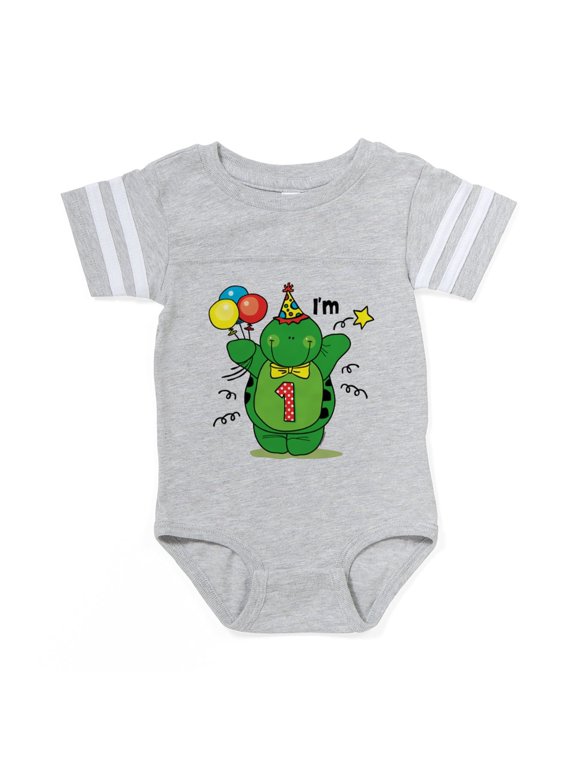 - Happy Turtle 1St Birthday - Cute Infant Baby Football Bodysuit
