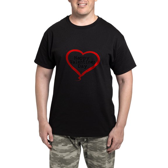 CafePress - Happy Valentines Day With Large Heart Pajamas - Men's Dark Loose Fit Cotton Pajama Set