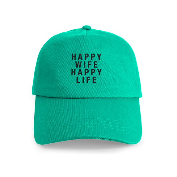 CafePress - Happy Wife Happy Life Cap - Adjustable 100% Brushed Unisex Casual Cotton Baseball Cap, Beige, 1