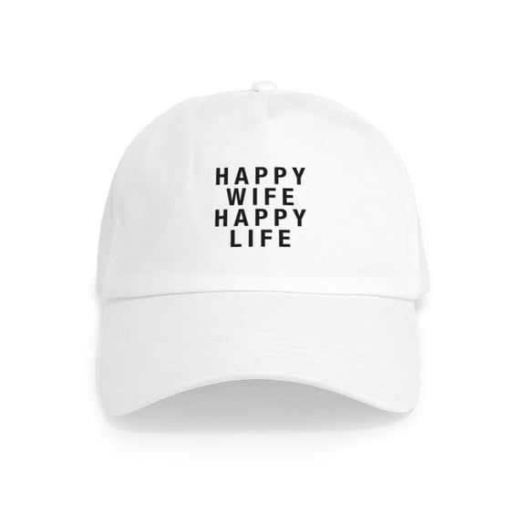 CafePress - Happy Wife Happy Life Cap - Adjustable 100% Brushed Unisex Casual Cotton Baseball Cap, Beige, 1