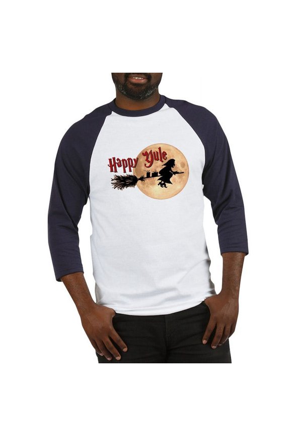 - Happy Yule Baseball Jersey - Cotton Baseball Jersey, 3/4 Raglan Sleeve Shirt