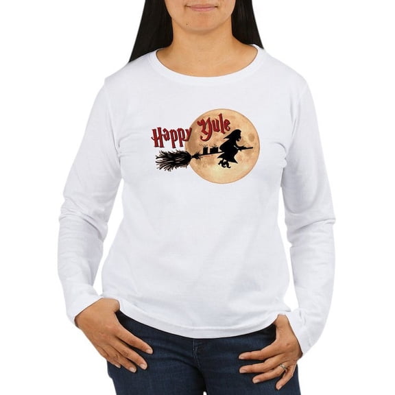 CafePress - Happy Yule Long Sleeve T Shirt - Women's Long Sleeve Graphic Casual T-Shirt