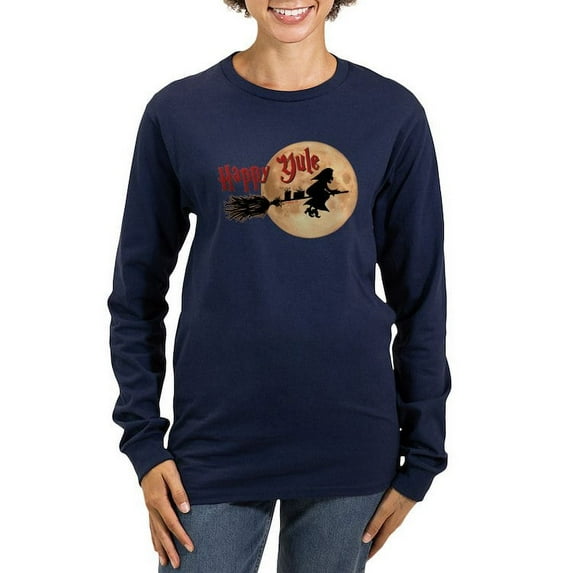 CafePress - Happy Yule Long Sleeve T Shirt - Women's Long Sleeve Graphic Tee Casual Fit