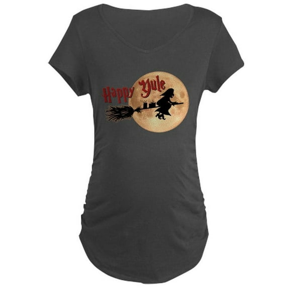 CafePress - Happy Yule Maternity T Shirt - Maternity Dark T-Shirt