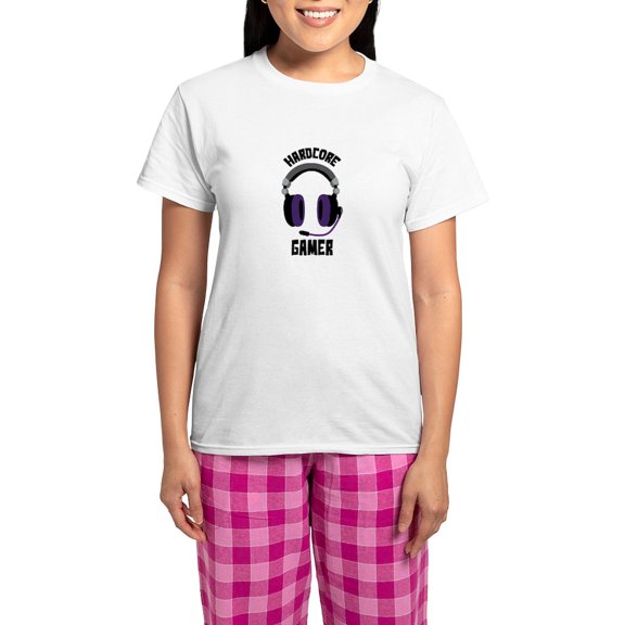 CafePress - Hardcore Gamer Pajamas - Women's Short Sleeve Print T-Shirt and Pants Light Cotton Pajama Set