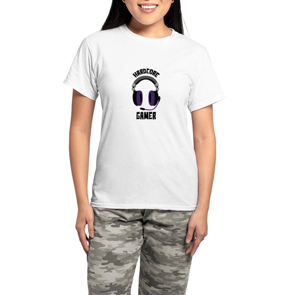 CafePress - Hardcore Gamer Pajamas - Women's Short Sleeve Print T-Shirt and Pants Light Cotton Pajama Set
