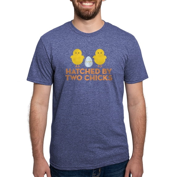 CafePress - Hatched By Two Chicks Men's Deluxe T Shirt - Mens Tri-blend T-Shirt