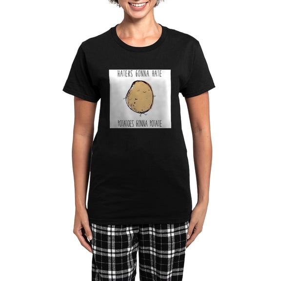 CafePress - Haters Gonna Hate, Potatoes Gonna Potate Pajamas - Women's Short Sleeve Print T-Shirt and Pants Dark Cotton Pajama Set