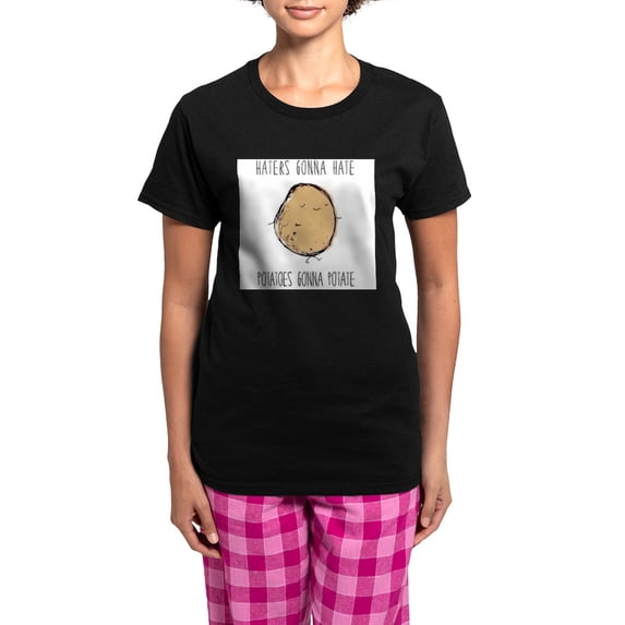 CafePress - Haters Gonna Hate, Potatoes Gonna Potate Pajamas - Women's Short Sleeve Print T-Shirt and Pants Dark Cotton Pajama Set