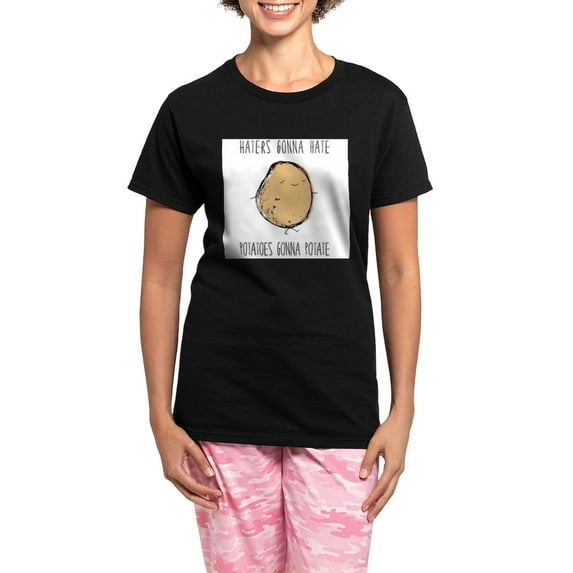 CafePress - Haters Gonna Hate, Potatoes Gonna Potate Pajamas - Women's Short Sleeve Print T-Shirt and Pants Dark Cotton Pajama Set