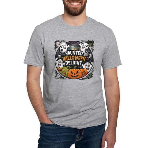 CafePress - Haunted Halloween Delight – Spooky Night Design Men's Classic T Shirt - Fitted T-Shirt, Vintage Fit Soft Cotton Tee