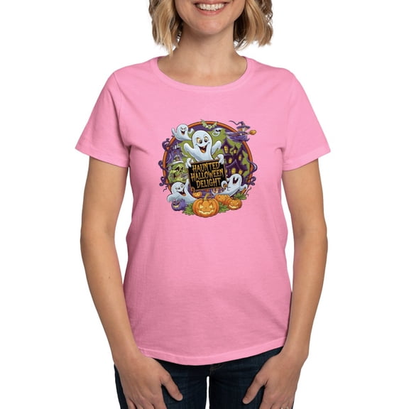 CafePress - Haunted Halloween Delight: Spooky Seasonal Design Women's Value T Shirt - Women's Traditional Fit Dark T-Shirt
