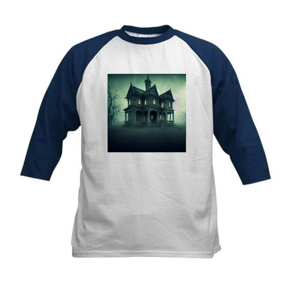 CafePress - Haunted House Kids Baseball T Shirt - Kids Cotton Baseball Jersey, 3/4 Sleeve Shirt