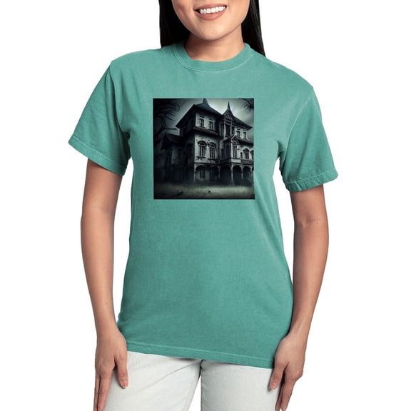 CafePress - Haunted House Women's Comfort Colors® T Shirt - Womens Comfort Colors® Shirt