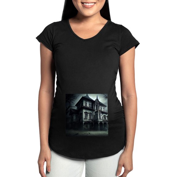 CafePress - Haunted House Women's Maternity T Shirt - Maternity Dark T-Shirt