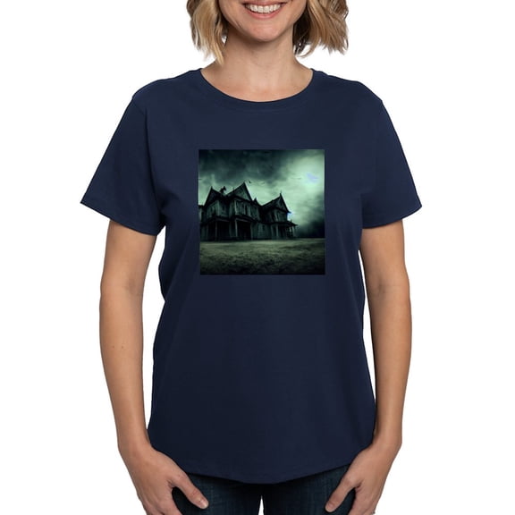 CafePress - Haunted House Women's Value T Shirt - Women's Traditional Fit Dark T-Shirt