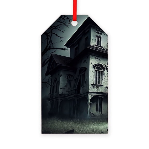 CafePress - Haunted House - Wood Gift Tag Ornament 2.25"x4"