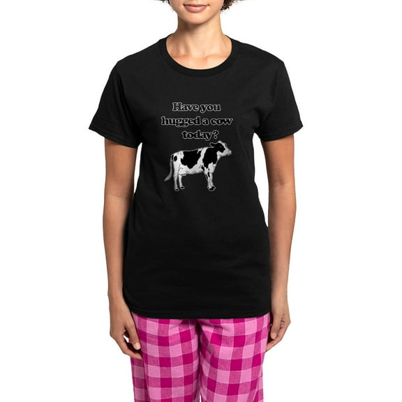 CafePress - Have You Hugged A Cow Today? Women's Dark Pajamas - Women's Short Sleeve Print T-Shirt and Pants Dark Cotton Pajama Set