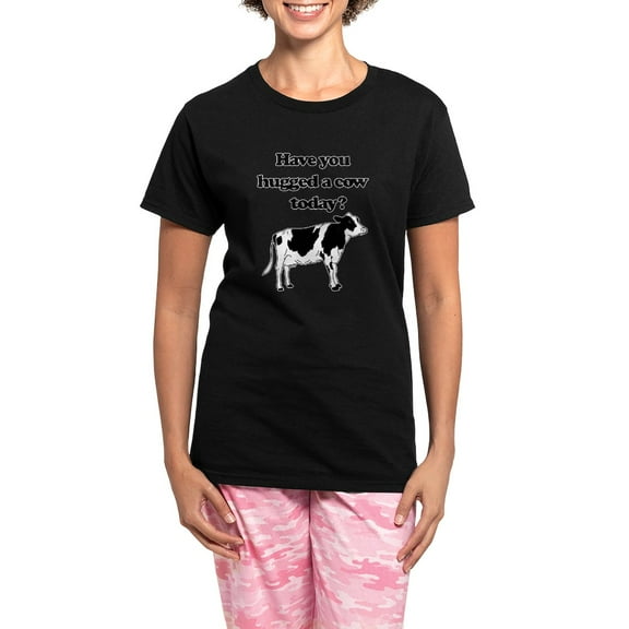 CafePress - Have You Hugged A Cow Today? Women's Dark Pajamas - Women's Short Sleeve Print T-Shirt and Pants Dark Cotton Pajama Set