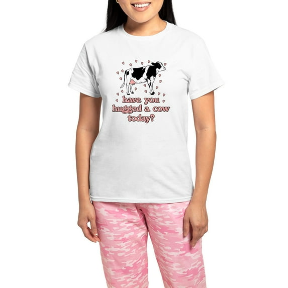 CafePress - Have You Hugged Your Cow To Women's Light Pajamas - Women's Short Sleeve Print T-Shirt and Pants Light Cotton Pajama Set